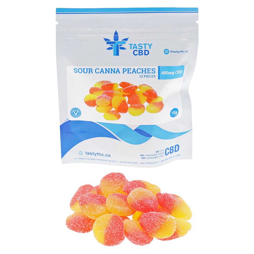 Buy Sour Peach Slices - 12 Vegan THC Gummies | Dank Delivery